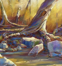 Load image into Gallery viewer, Detail of original oil painting titled Along the River Bank by Pat Cross