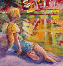 Load image into Gallery viewer, Detail of original oil painting titled Autumn Lakeside Rest by Pat Cross.
