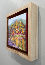 Load image into Gallery viewer, Frame detail of original oil painting titled Autumn Lakeside Rest by Pat Cross.