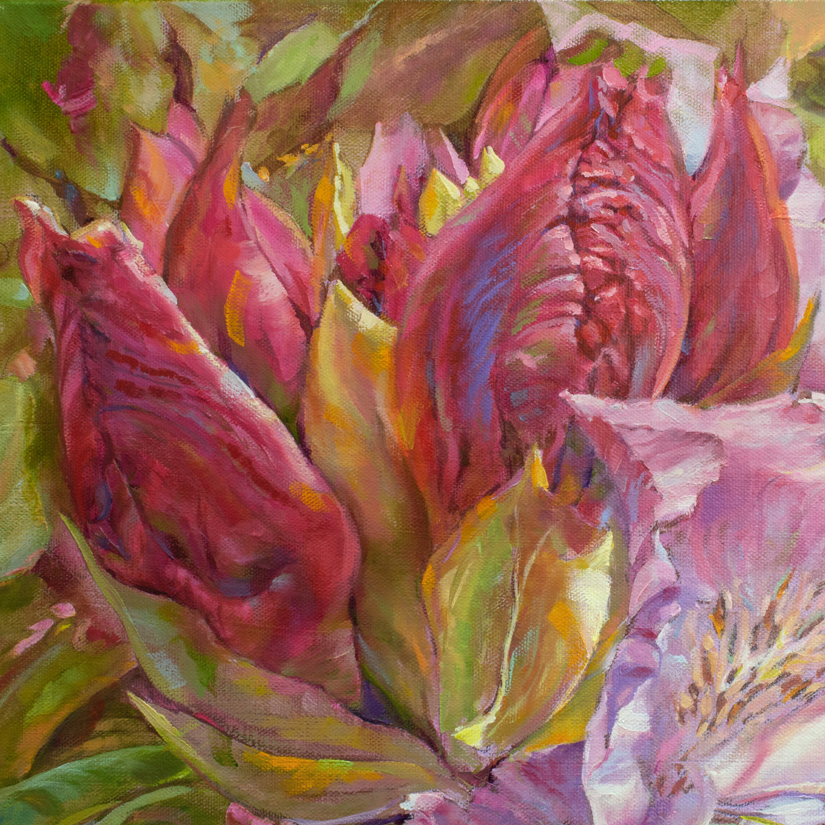 rhododendron painting Budding Rhododendron