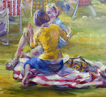 Load image into Gallery viewer, Oil painting detail of two dear friends at Carnegie Hall by Pat Cross.