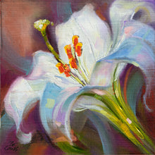 Load image into Gallery viewer, Original oil painting titled Easter Lily by Pat Cross.