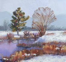 Load image into Gallery viewer, Close up detail of Original oil painting titled First Snow by Pat Cross