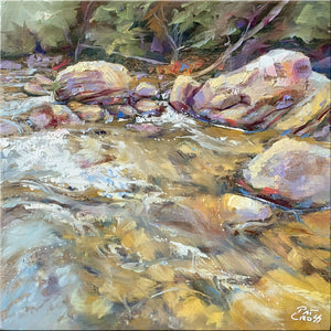 Mounting Stream Pool oil painting by Pat Cross