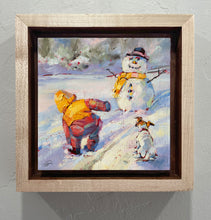 Load image into Gallery viewer, Custom framed original oil painting titled One More Button by Pat Cross.