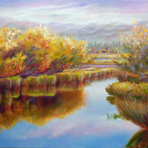 River Willow Reflections original oil painting by Pat Cross