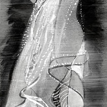 Load image into Gallery viewer, Detail of Original pen and ink drawing titled Spa Holiday by Pat Cross.