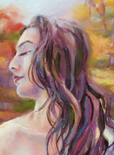 Load image into Gallery viewer, NEW! Custom framed, original oil painting titled Sunshine on My Shoulder by Pat Cross.