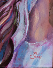 Load image into Gallery viewer, Closeup detail of artists signature on original oil painting titled Sunshine on My Shoulder by Pat Cross.