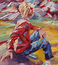 Load image into Gallery viewer, Close up of original oil painting titled To There from Here by Pat Cross.