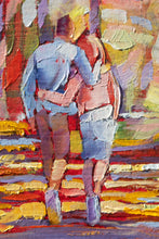 Load image into Gallery viewer, Close up of original oil painting titled Walk with Me by Pat Cross.