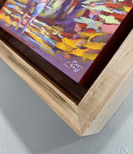 Load image into Gallery viewer, A detail of the custom frame for the original oil painting titled Walk with Me by Pat Cross.