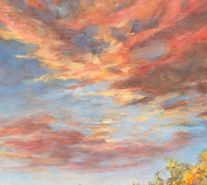 Amazing Graze original oil painting detail of sky by Pat Cross.