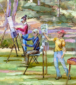 Art in the Park original oil painting detail by Pat Cross