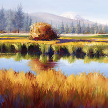 Load image into Gallery viewer, Autumn River Willows original oil painting detail by Pat Cross.
