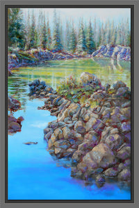 Emerald Path 36x24 framed original oil painting by Pat Cross