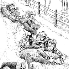 Load image into Gallery viewer, Original pen and ink drawing detail titled For Kids of All Ages by Pat Cross.