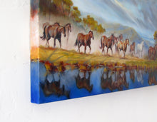 Load image into Gallery viewer, On to Greener Pastures oil painting edges by Pat Cross