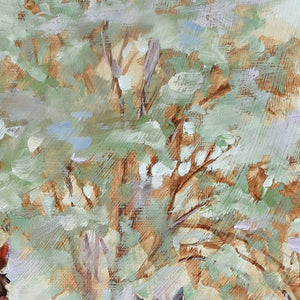 Pardon My Dust original oil painting tree detail by Pat Cross.