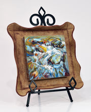 Load image into Gallery viewer, River Rock Music original oil painting framed in stoneware by Pat Cross.
