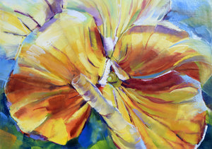Sunny Petunia original oil painting detail by Pat Cross.