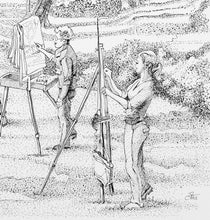 Load image into Gallery viewer, The Town Drawing Room original pen and ink drawing detail by Pat Cross.