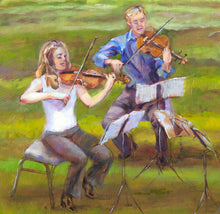 Load image into Gallery viewer, Vivaldi in the Park oil painting detail by Pat Cross.
