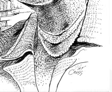 Load image into Gallery viewer, Ahead of Her Time original pen and ink drawing detail by Pat Cross.