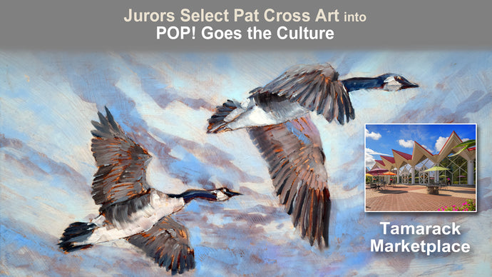 Jurors select Pat Cross Art into “POP! Goes the Culture” exhibit at Tamarack Marketplace.