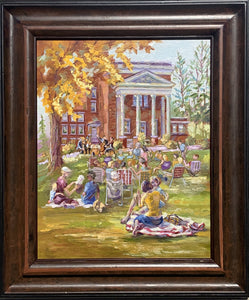 Framed oil painting Music on Ivy Terrace at Carnegie Hall by Pat Cross