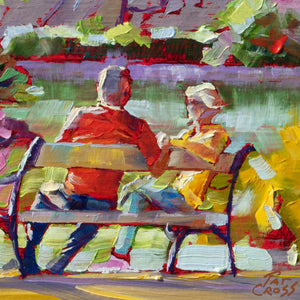 Detail of Original oil painting titled Alone Together by Pat Cross.