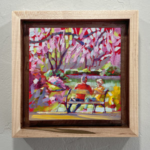Framed Original oil painting titled Alone Together by Pat Cross.