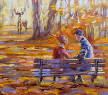 Load image into Gallery viewer, Autumn Cinema oil painting detail by Pat Cross.
