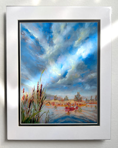 Canoe to the Clouds Matted Print by Pat Cross