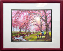 Load image into Gallery viewer, Custom framed fine art print of Cherry Blossom Lovers by Pat Cross.

