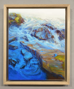 Custom framed original oil painting by Pat Cross titled Emerging Bedrock.
