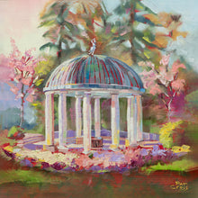 Load image into Gallery viewer, Original oil painting titled Greenbrier Pavilion in Spring by Pat Cross.
