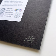 Load image into Gallery viewer, Hand signed by artist Pat Cross on back of 10&quot; x 10&quot; print black matt.
