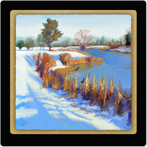 Hoarfrost on the River 10x10 Print by Pat Cross