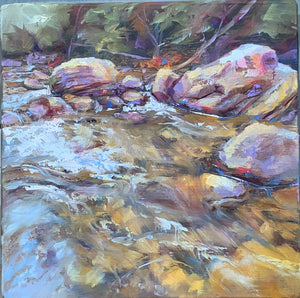 Oil painting by Pat Cross titled Mountain Stream.