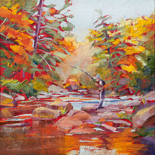 Last Light on the River original oil painting by Pat Cross.