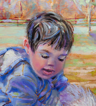 Load image into Gallery viewer, Making New Friends oil painting portrait by Pat Cross.
