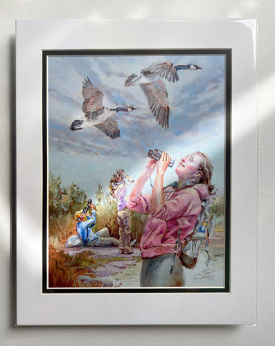 Our Bird Sanctuary double matted print ready for a 14