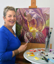 Load image into Gallery viewer, Pat Cross painting Bearded Beauty original oil.
