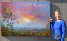 Load image into Gallery viewer, Pat Cross with newly completed oil painting commission.
