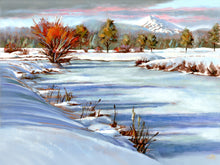 Load image into Gallery viewer, Now Available! Original oil painting titled Red Winter Willow by Pat Cross.
