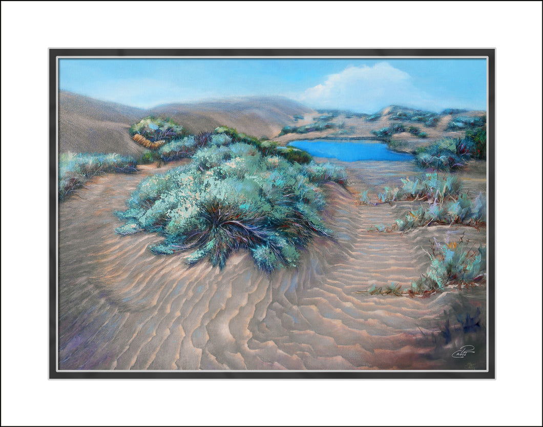A fine art print by Pat Cross titled Sage on Desert Waves 11x14 Print