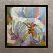 Load image into Gallery viewer, Shy Peony framed original oil painting by Pat Cross.
