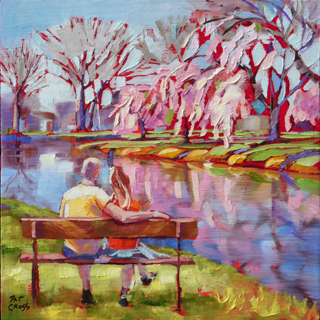 Original oil painting titled Spring is for Lovers by Pat Cross