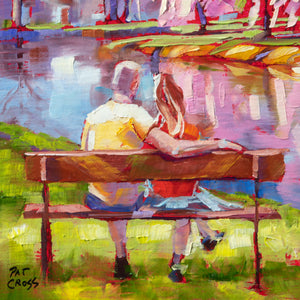 Close up of Original oil painting titled Spring is for Lovers by Pat Cross